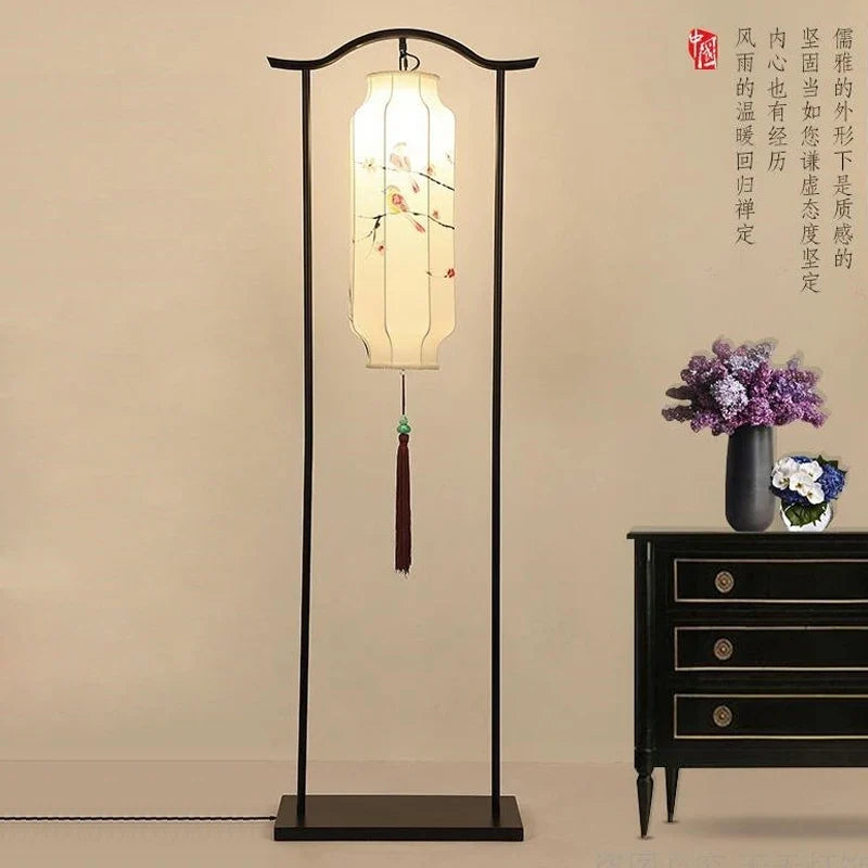 Chinese Classical Lantern Floor Lamps Fabric Standing Lights Living Room Bedroom Bedside Lighting Fixtures Luminaire Home Decor | Lighting | Wiccan Center