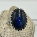 Sterling Silver Deepest Night Blue Labradorite Oval Ring - Size 6 - Magic and Protection | Rings | Wiccan Center