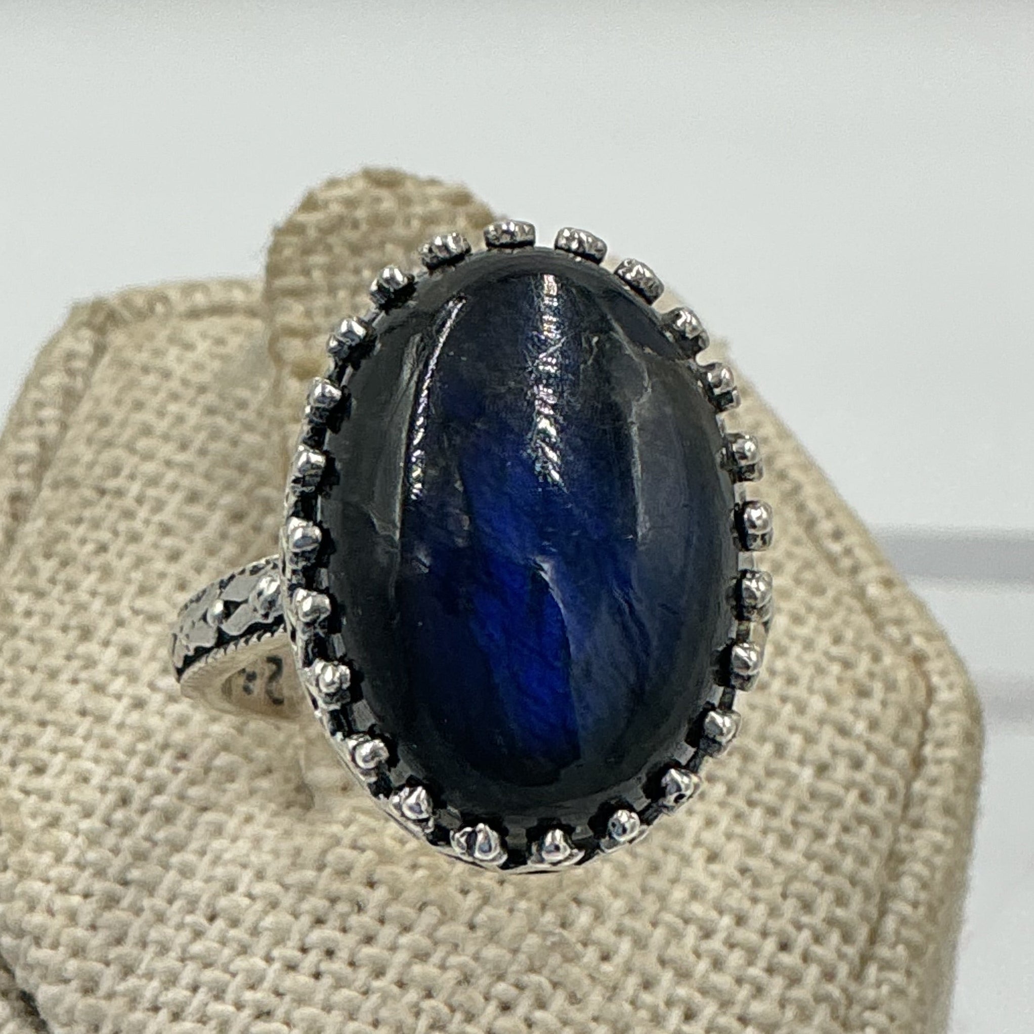 Sterling Silver Deepest Night Blue Labradorite Oval Ring - Size 6 - Magic and Protection | Rings | Wiccan Center