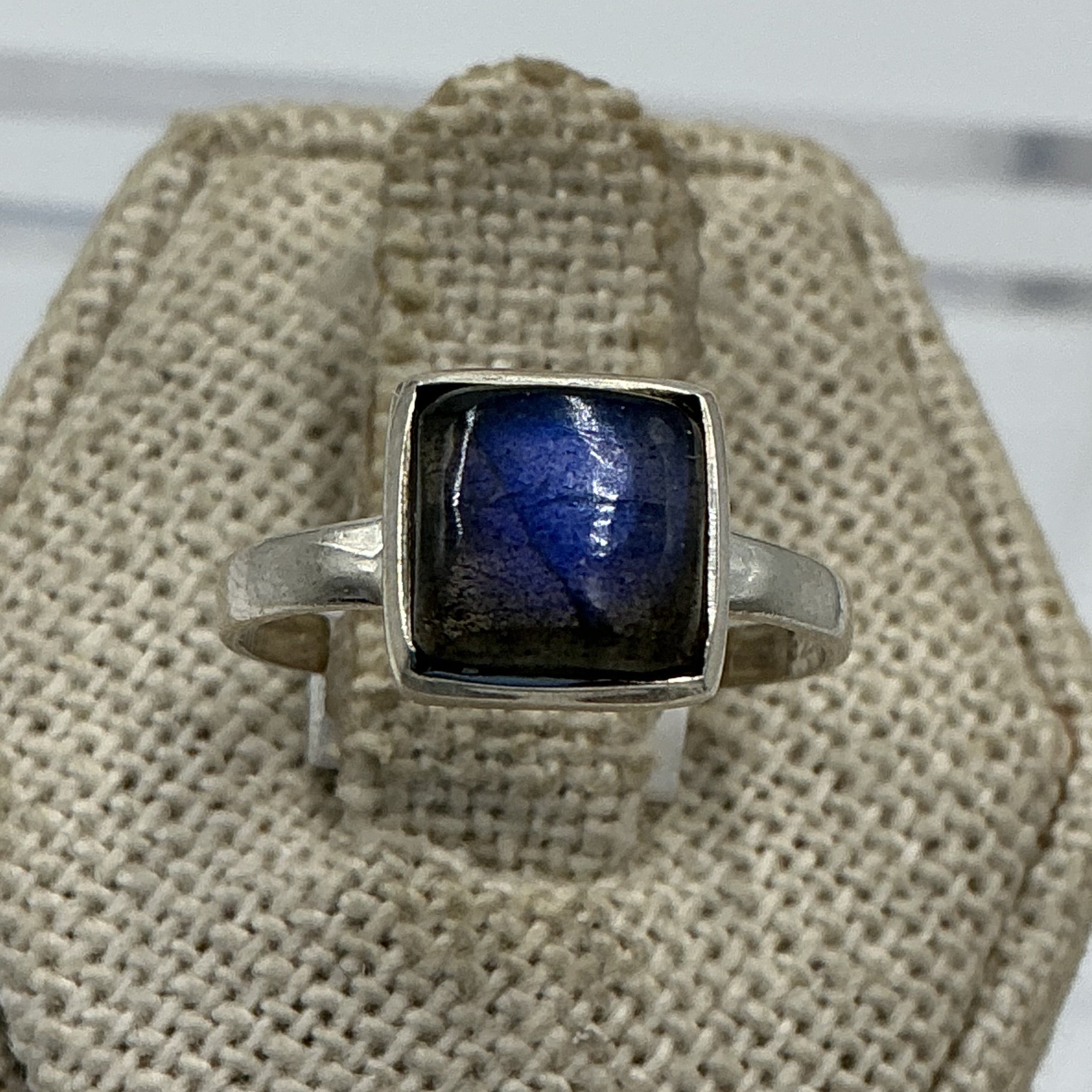 Sterling Silver Deep Blue Labradorite Square Ring - Size 6 - Magic and Protection | Rings | Wiccan Center