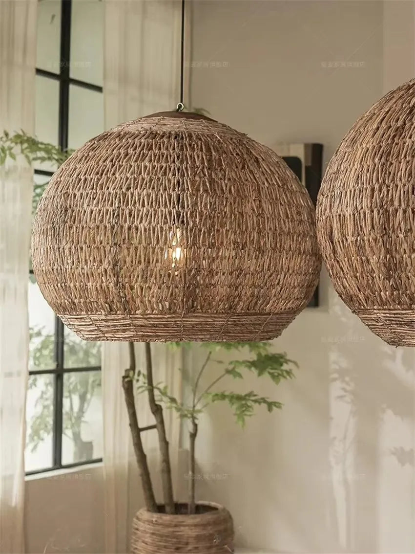 Wabi Sabi Style Vine Art Vine Weaving Chandelier Retro Countryside Lighting Creative Weaving Restaurant Southeast Asian Lamp | Lighting | Wiccan Center