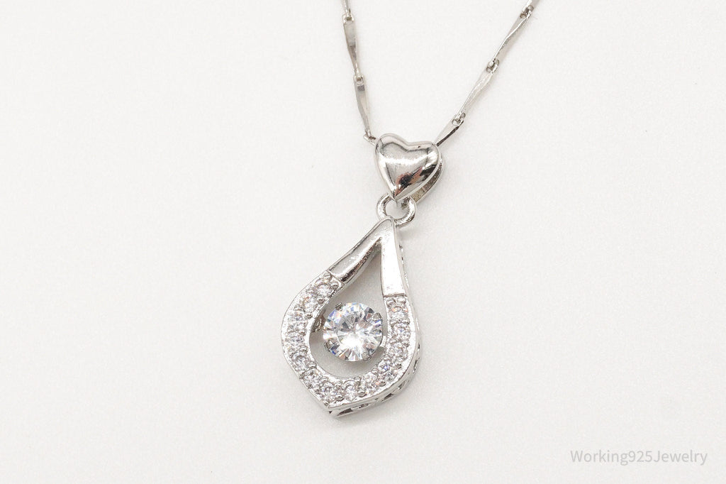 Vintage Cubic Zirconia Art Deco Sterling Silver Necklace | Jewelry > Necklaces > Pendants | Wiccan Center
