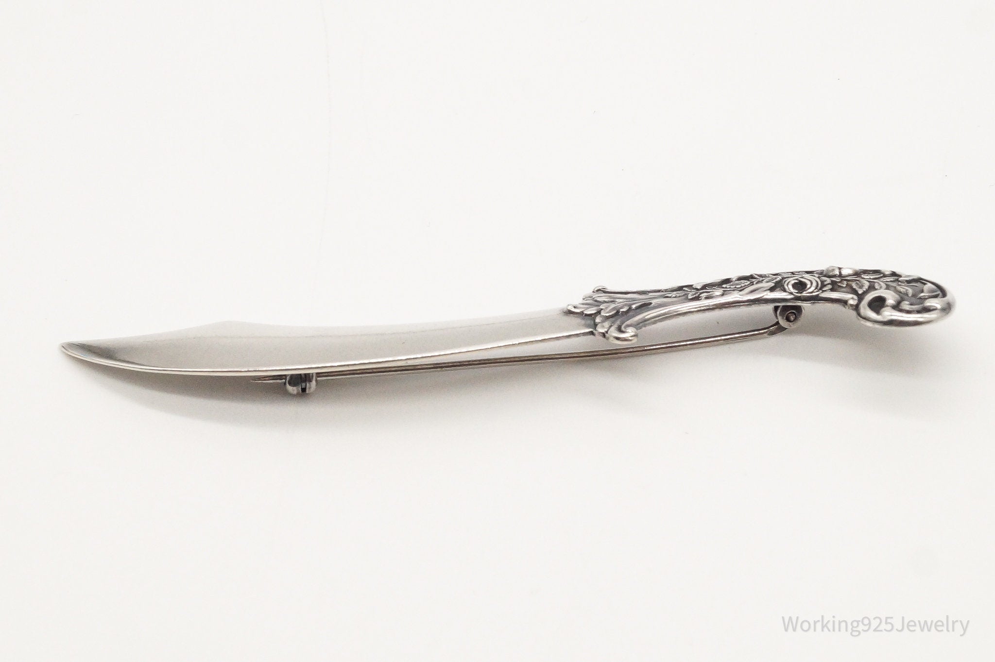 Large 1940s Victorian Revival Scimitar Sword Dagger Sterling Silver Pin Brooch | Jewelry > Brooches, Pins & Clips | Wiccan Center
