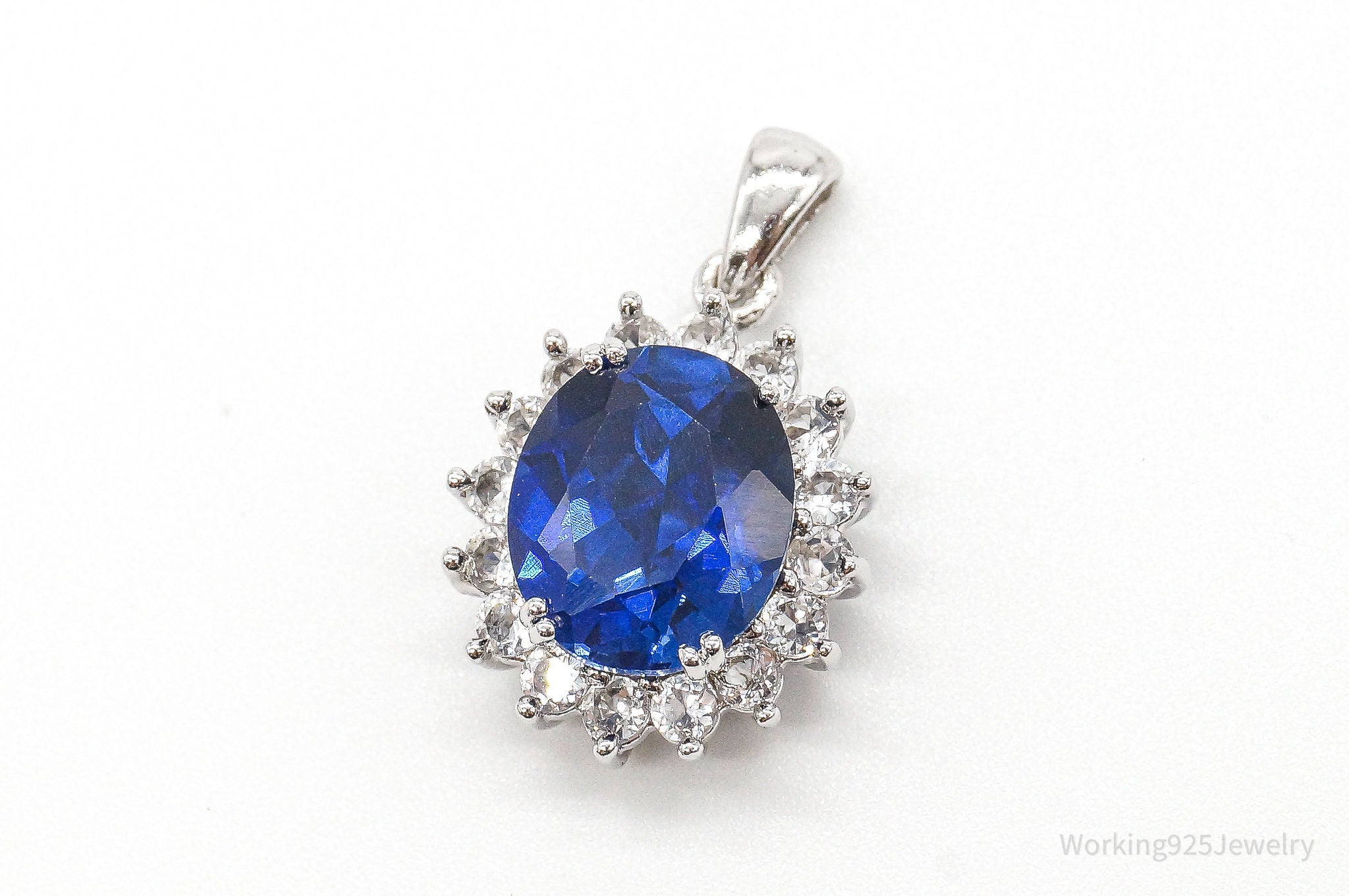 Designer JWBR Lab Sapphire Cubic Zirconia Sterling Silver Pendant | Jewelry > Necklaces > Pendants | Wiccan Center