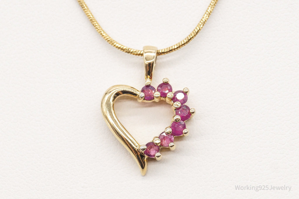 Vintage Designer Ross Simons Ruby Heart Gold Vermeil Sterling Silver Necklace | Jewelry > Necklaces > Pendants | Wiccan Center