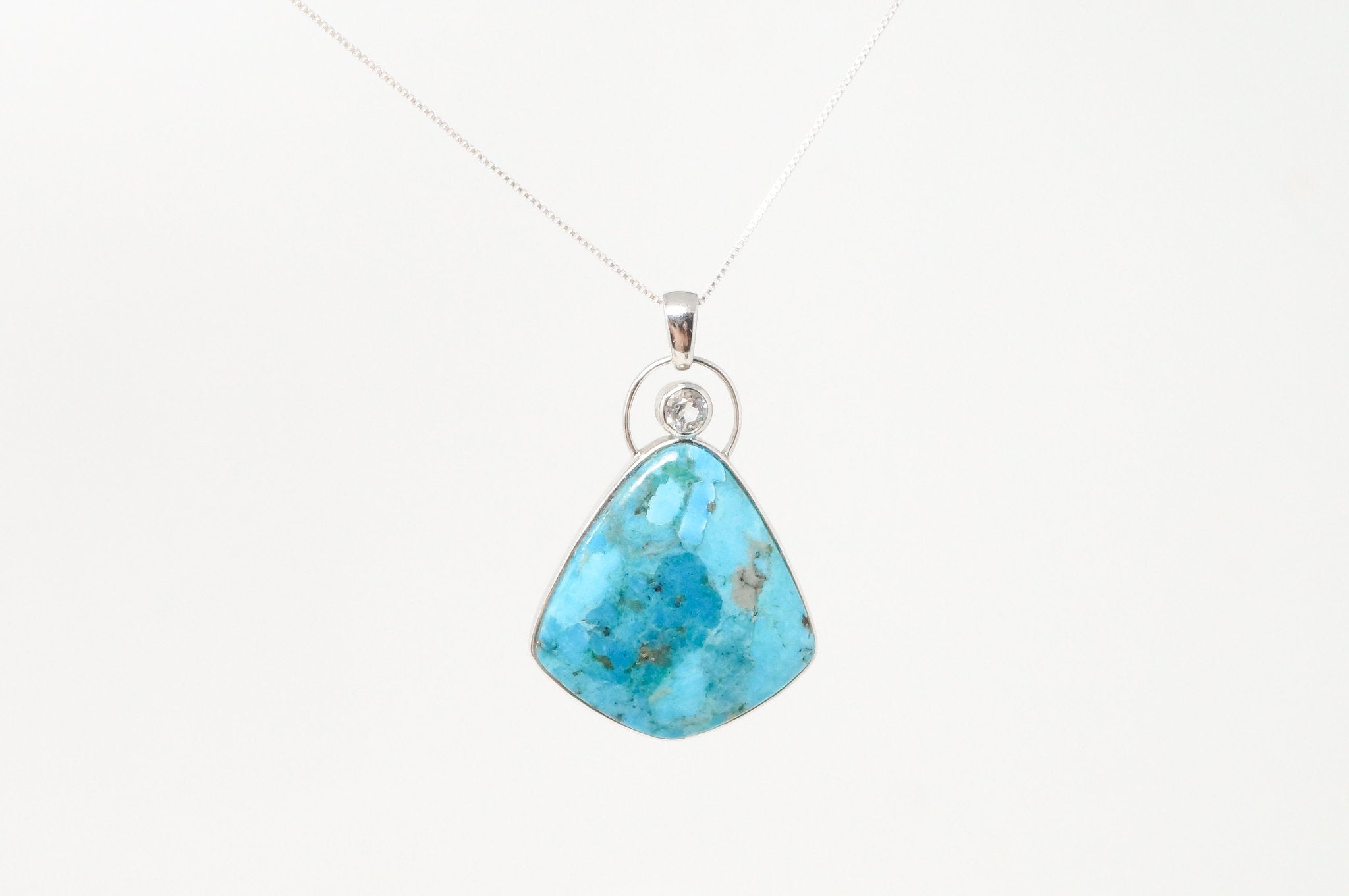 Vintage Southwest Style Mosaic Turquoise Cz Sterling Silver Necklace Pendant | Jewelry > Necklaces > Pendants | Wiccan Center