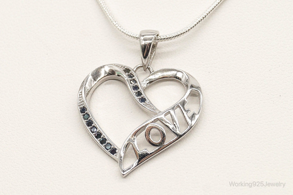Sapphire Heart "LOVE" Sterling Silver Necklace | Jewelry > Necklaces > Pendants | Wiccan Center
