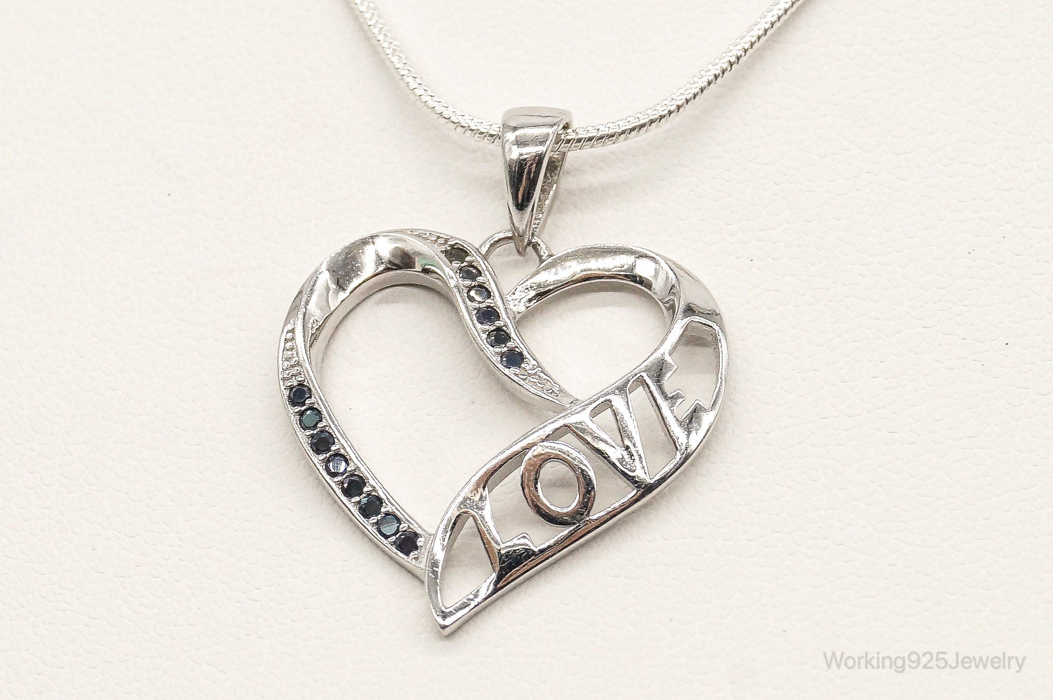 Sapphire Heart "LOVE" Sterling Silver Necklace | Jewelry > Necklaces > Pendants | Wiccan Center