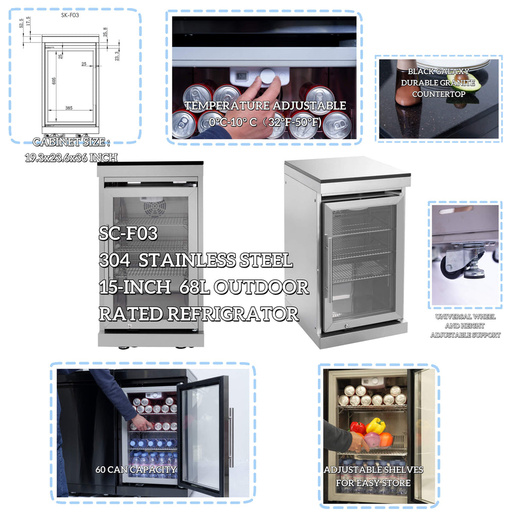 Castelle Flame Verona 44-Inch 6-Burner 85K BTU Stainless Steel Outdoor BBQ Kitchen Grill Island With Wine Cooler, Rotisserie Kit, And Storage Cabinets (SAK97105) | Outdoor Kitchen Islands | Wiccan Center