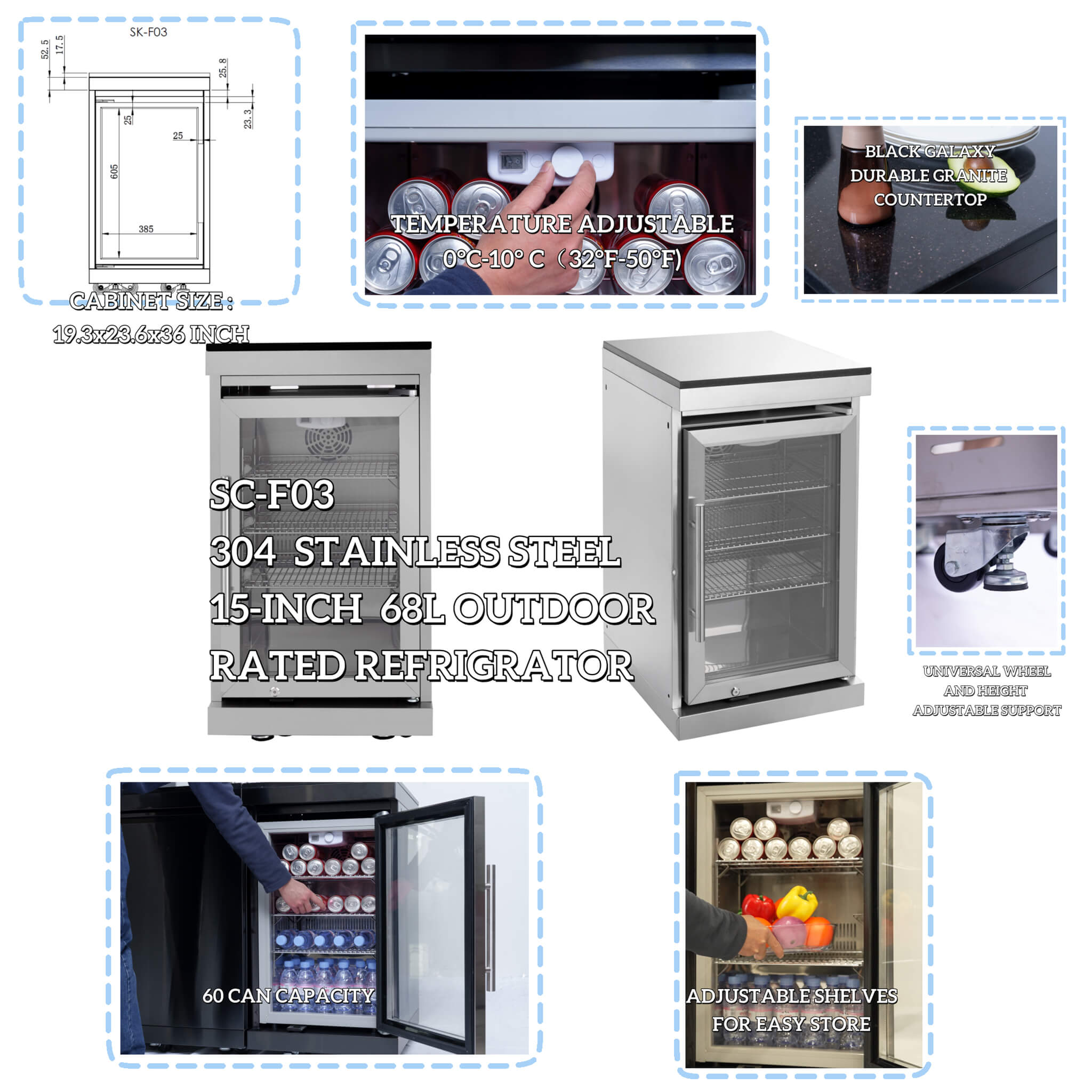 Castelle Flame Verona 44-Inch 6-Burner 85K BTU Stainless Steel Outdoor BBQ Kitchen Grill Island With Wine Cooler, Rotisserie Kit, And Storage Cabinets (SAK97105) | Outdoor Kitchen Islands | Wiccan Center