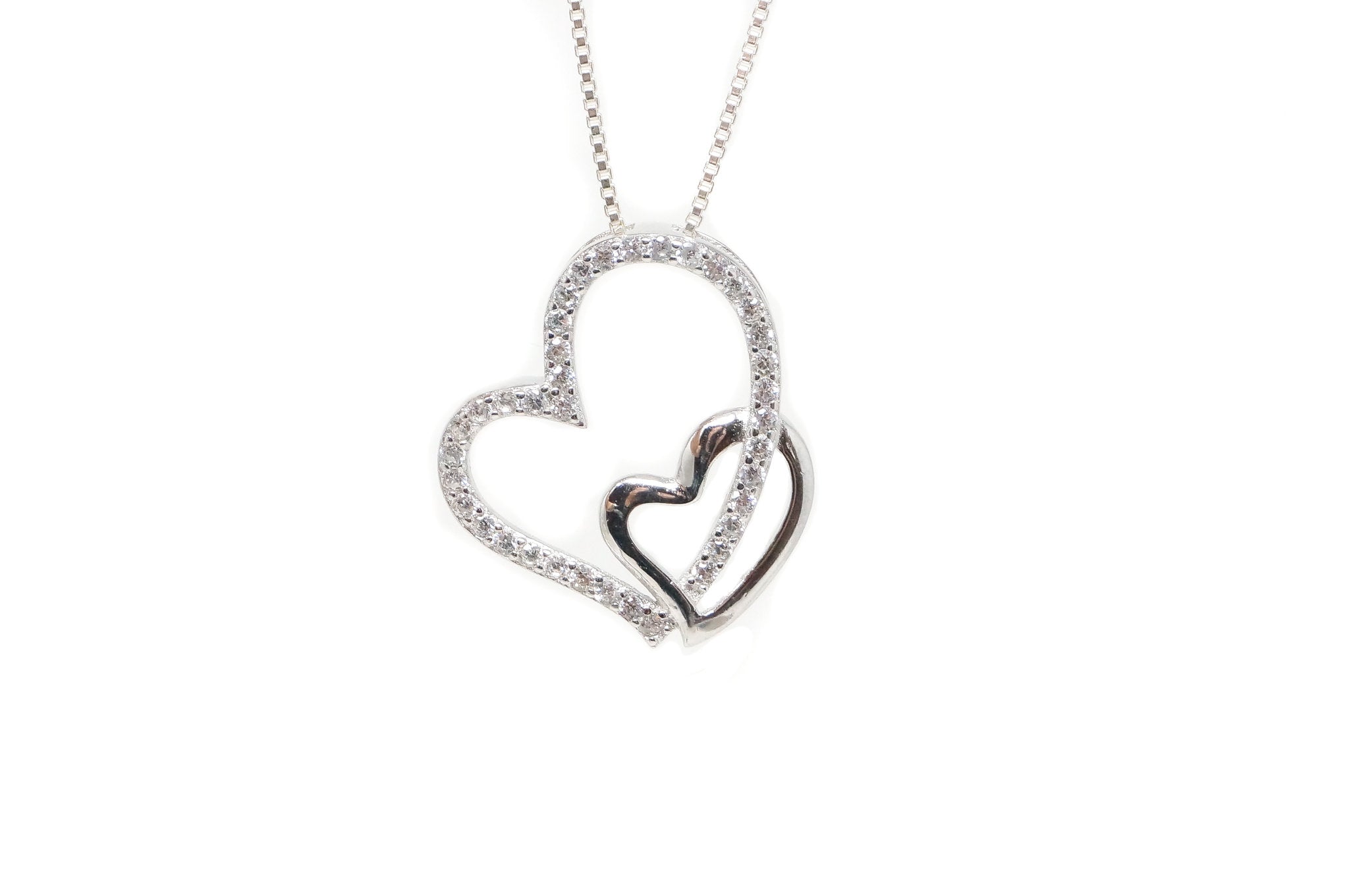 Vintage Open Hearts Collection CZ Sterling Silver Necklace Pendant | Jewelry > Necklaces > Pendants | Wiccan Center