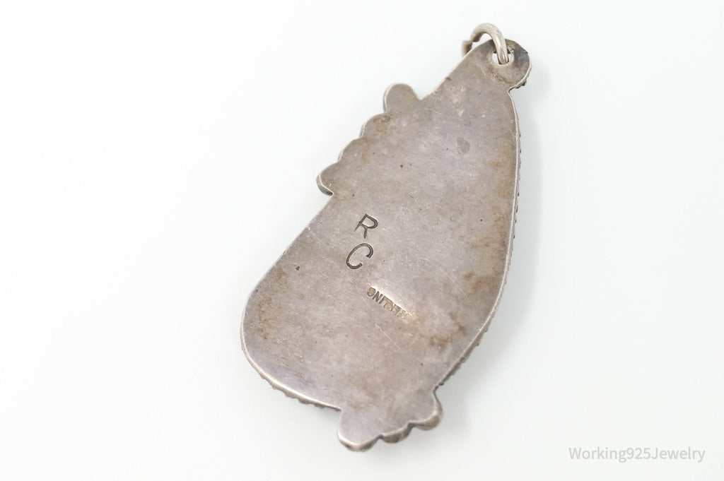 Vintage Handmade Native American RC Turquoise Sterling Silver Pendant | Jewelry > Necklaces > Pendants | Wiccan Center