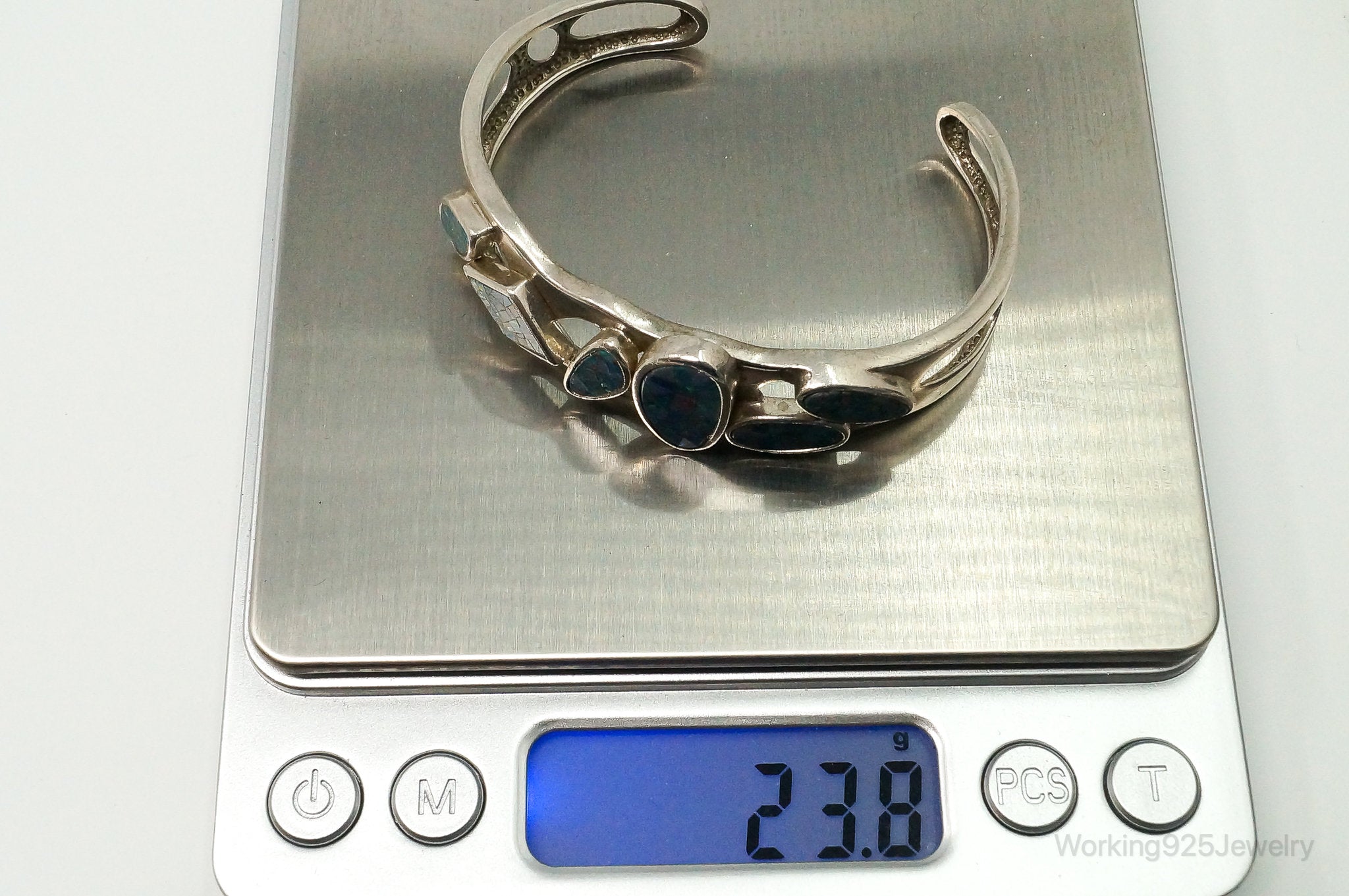Vintage Designer Whitney Kelly WK Blue Fire Opal Sterling Silver Bracelet | Jewelry > Bracelets | Wiccan Center