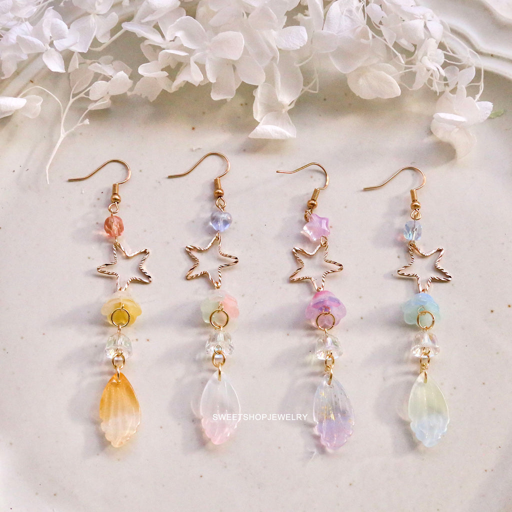 SALE - Star Feather Flower Earrings