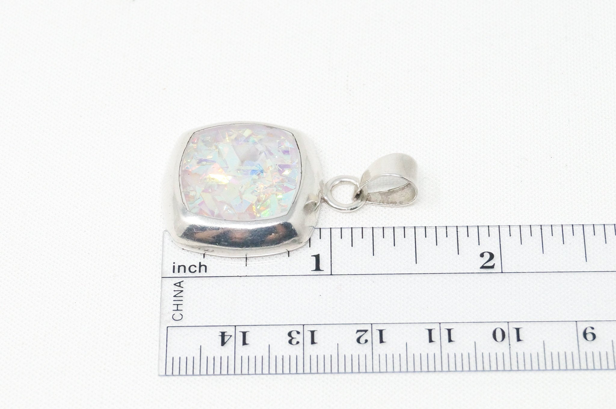 Vintage Mexico Art Deco Rainbow Foil Sterling Silver Necklace Pendant | Jewelry > Necklaces > Pendants | Wiccan Center