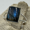 Sterling Silver Twilight Blue Labradorite Square Ring - Size 7 - Magic and Protection | Rings | Wiccan Center