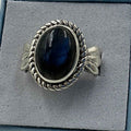 Sterling Silver Deep Blue Labradorite Oval Pageant Ring - Size 7 - Magic and Protection | Rings | Wiccan Center