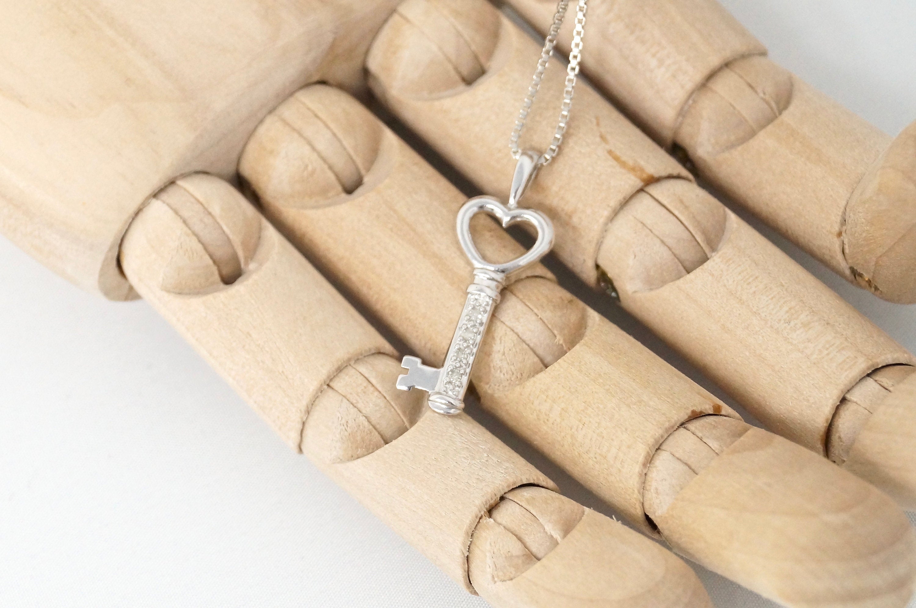 Vintage Diamond Heart Key "Key To My Heart" Sterling Silver Necklace 20" | Jewelry > Necklaces > Pendants | Wiccan Center