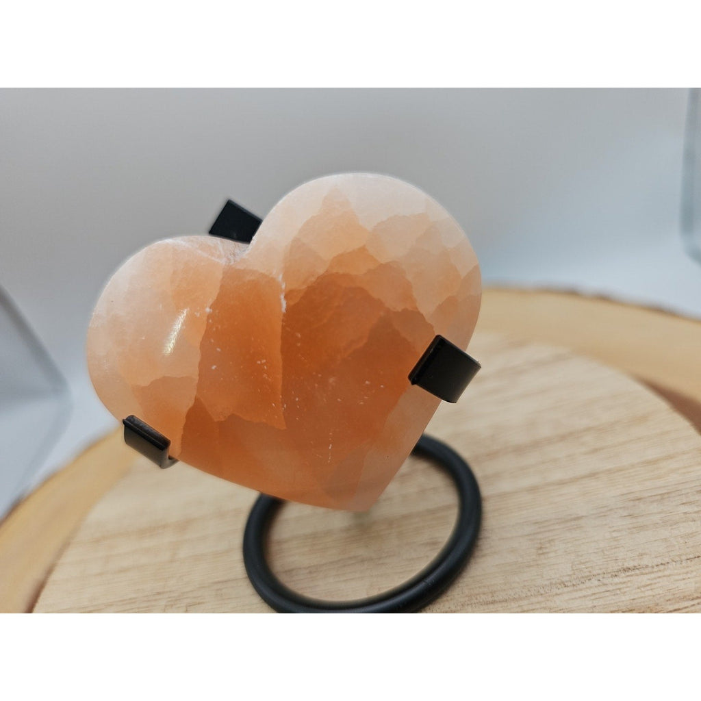 Peach Selenite Palm Stone W/stand 1each | Palm Stones & Tumbled Crystals | Wiccan Center