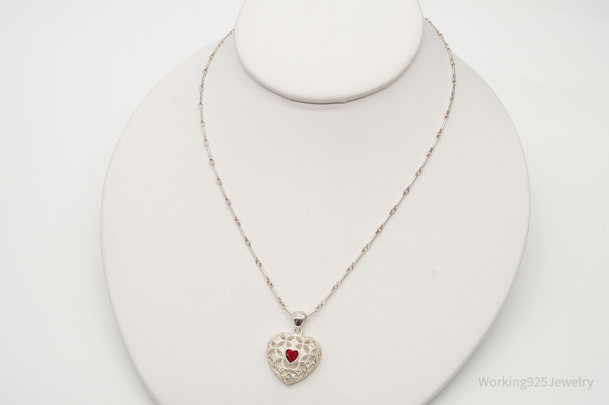 Vintage Avon Garnet Heart Sterling Silver Necklace | Jewelry > Necklaces > Pendants | Wiccan Center