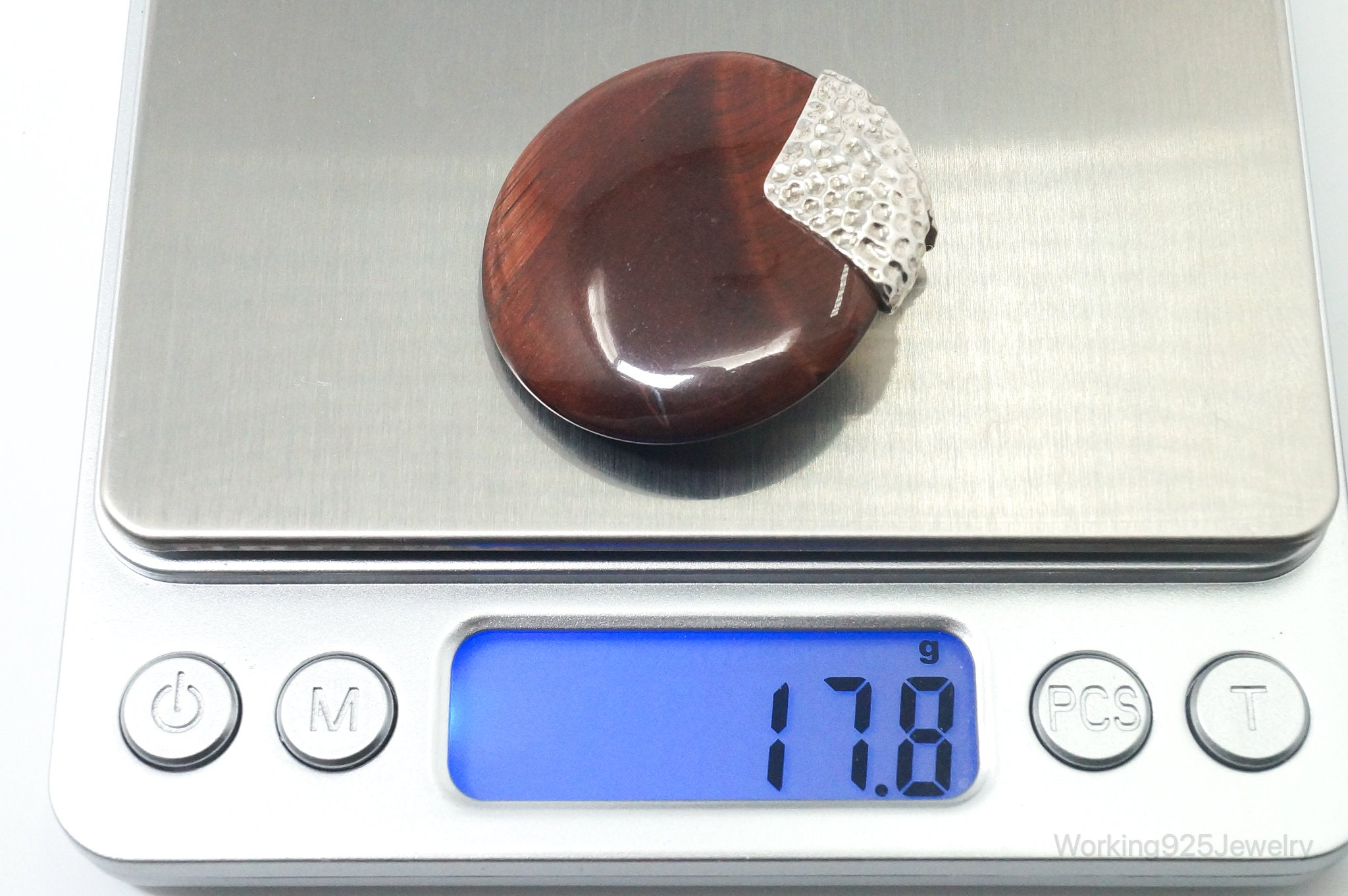 Large Vintage Designer Whitney Kelly Red Tigers Eye Sterling Silver Pendant | Jewelry > Necklaces > Pendants | Wiccan Center