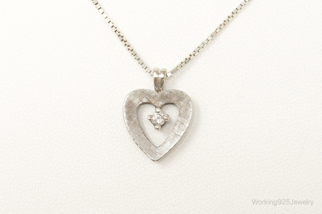 Vintage Diamond Heart Sterling Silver Necklace | Jewelry > Necklaces > Pendants | Wiccan Center