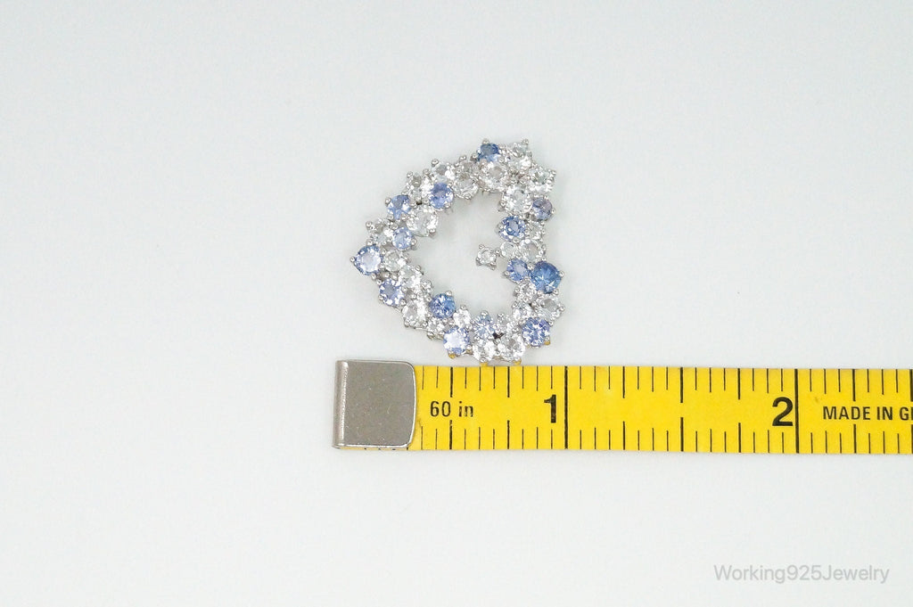 Vintage Designer Open Heart Cubic Zirconia Iolite Sterling Silver Pendant | Jewelry > Necklaces > Pendants | Wiccan Center