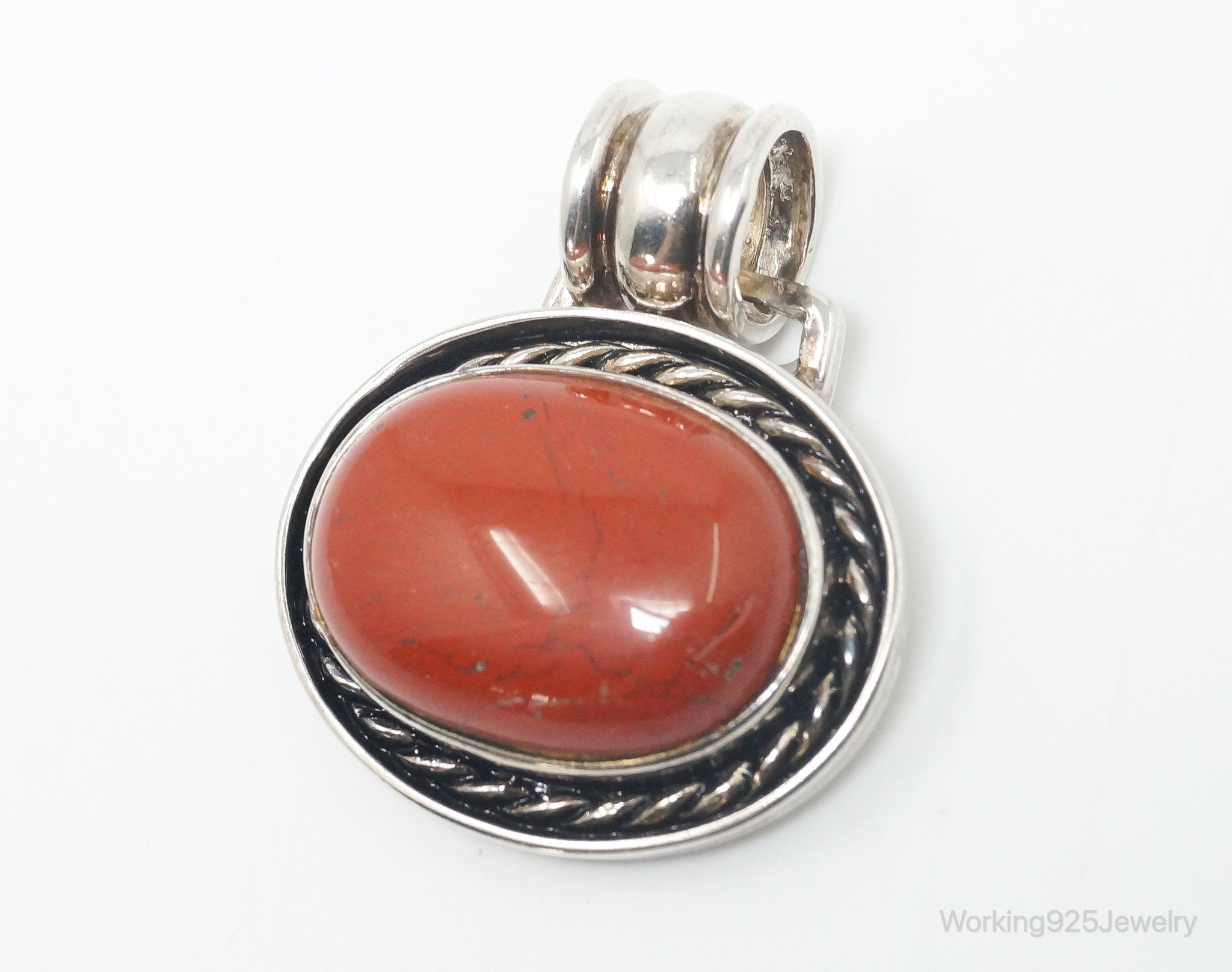 Vintage Large Designer DBJ Red Jasper Sterling Silver Necklace Pendant | Jewelry > Necklaces > Pendants | Wiccan Center