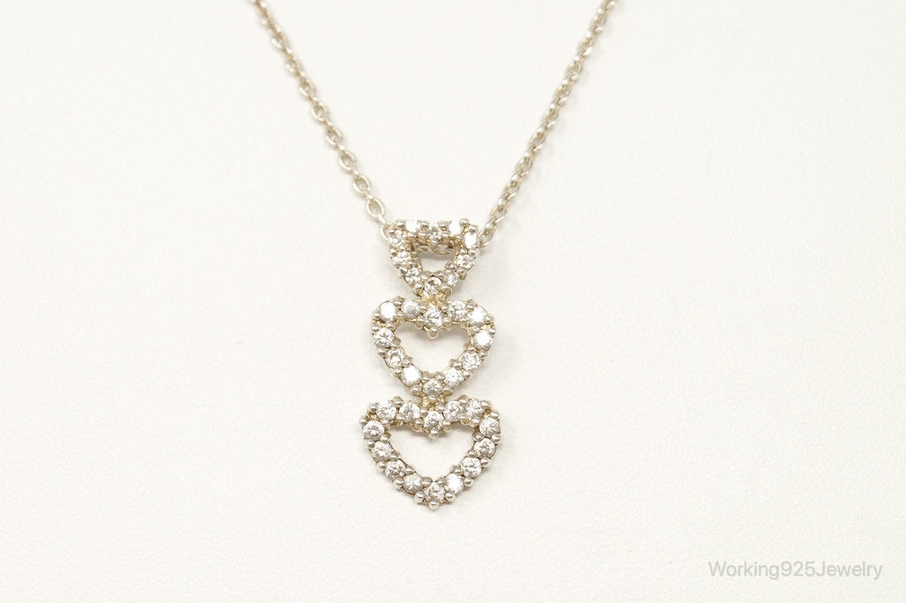 Vintage Open Hearts Cubic Zirconia Sterling Silver Necklace | Jewelry > Necklaces > Pendants | Wiccan Center