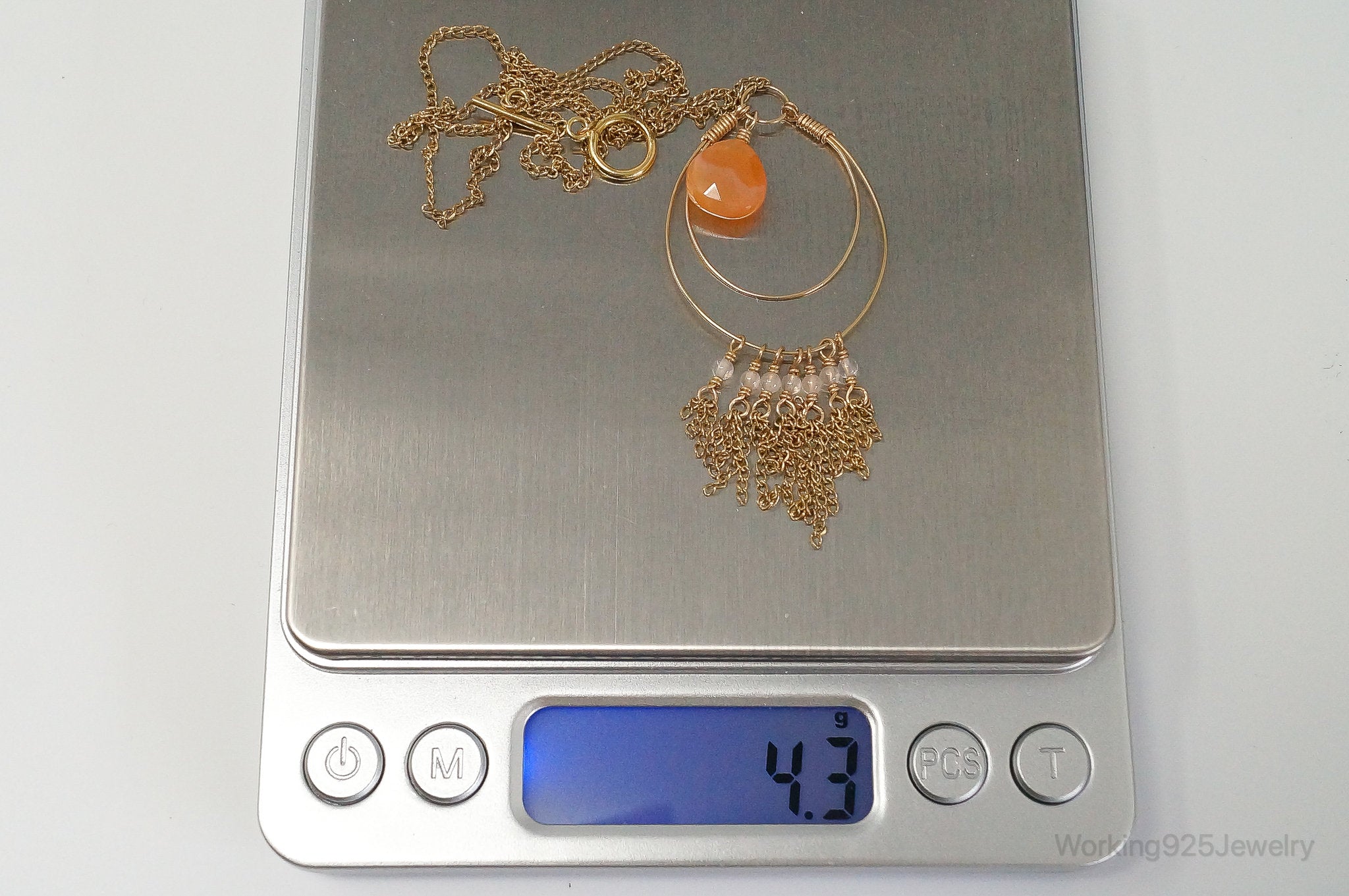 Vintage 14K Gold Filled Orange Agate Sterling Silver Necklace | Jewelry > Necklaces > Pendants | Wiccan Center