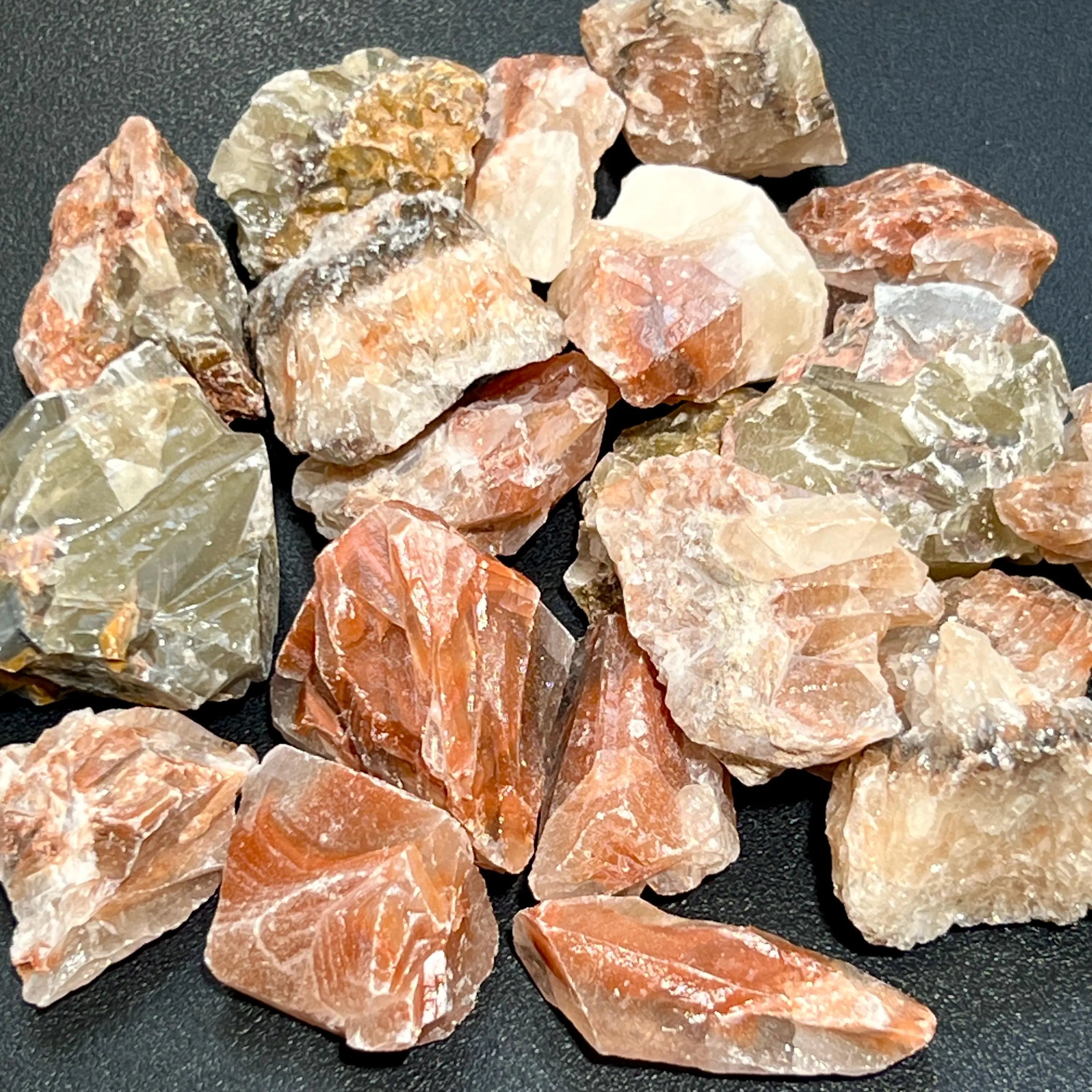 Mixed Color Red Green Calcite Crystal Rough Raw Stones (By The Piece or Pound) | Home & Living > Home Decor > Home Accents > Rocks & Geodes | Wiccan Center