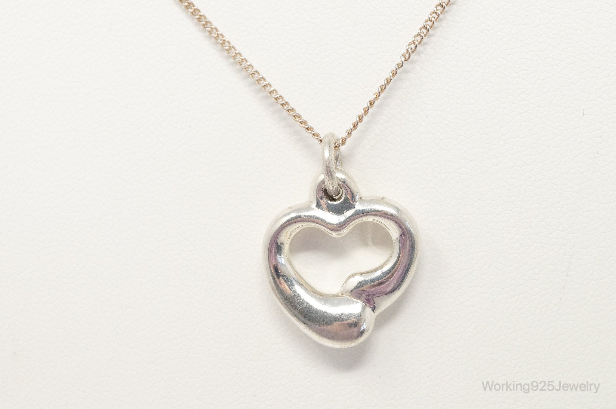 Vintage Puffy Hollow Heart Sterling Silver Necklace | Jewelry > Necklaces > Pendants | Wiccan Center