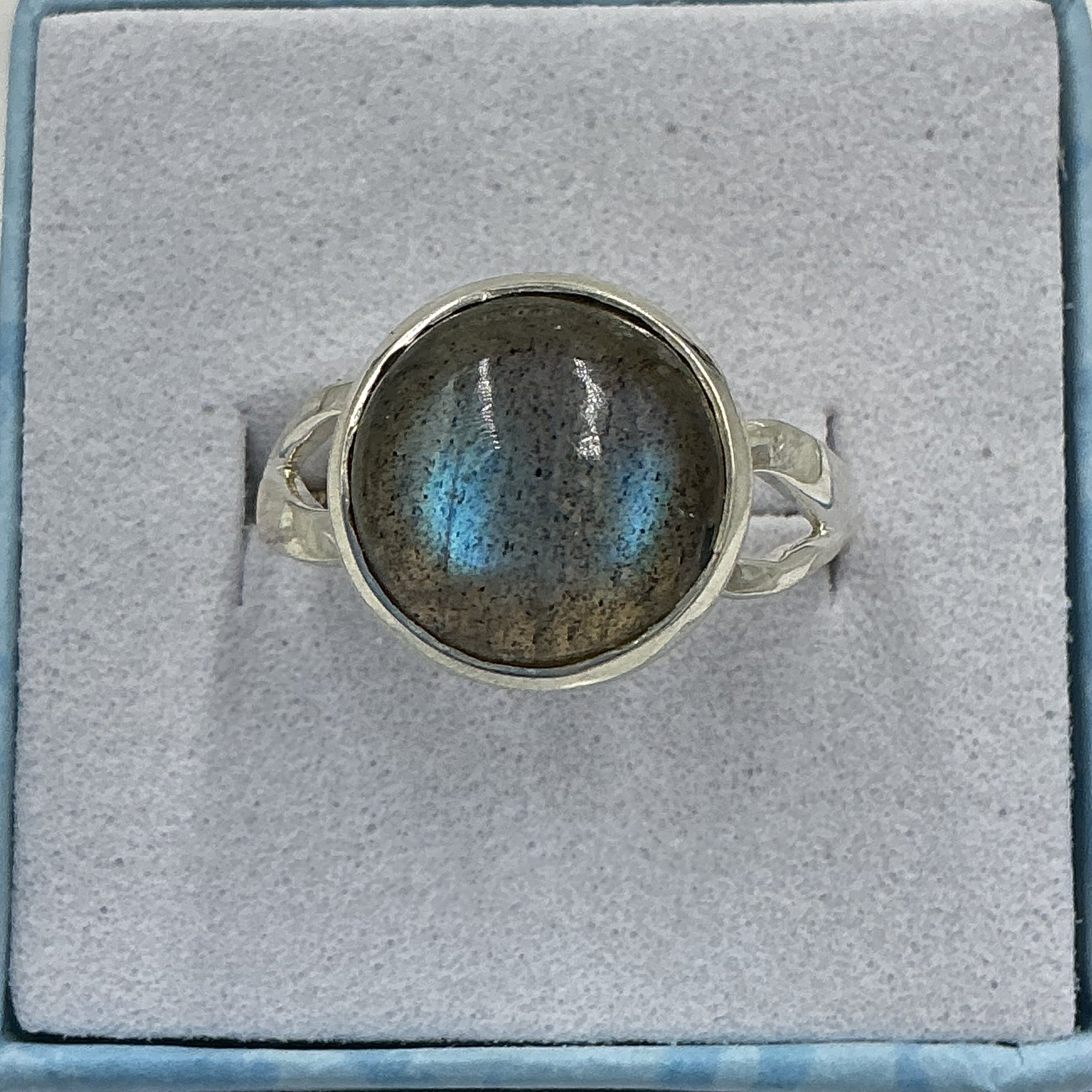 Sterling Silver Labradorite Full Moon Round Ring - Size 8 - Magic and Protection | Rings | Wiccan Center