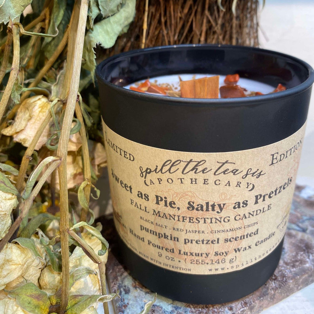 Sweet as Pie, Salty as Pretzels Intention Candle | Pumpkin Butter & Marshmallow Fall Soy Candle