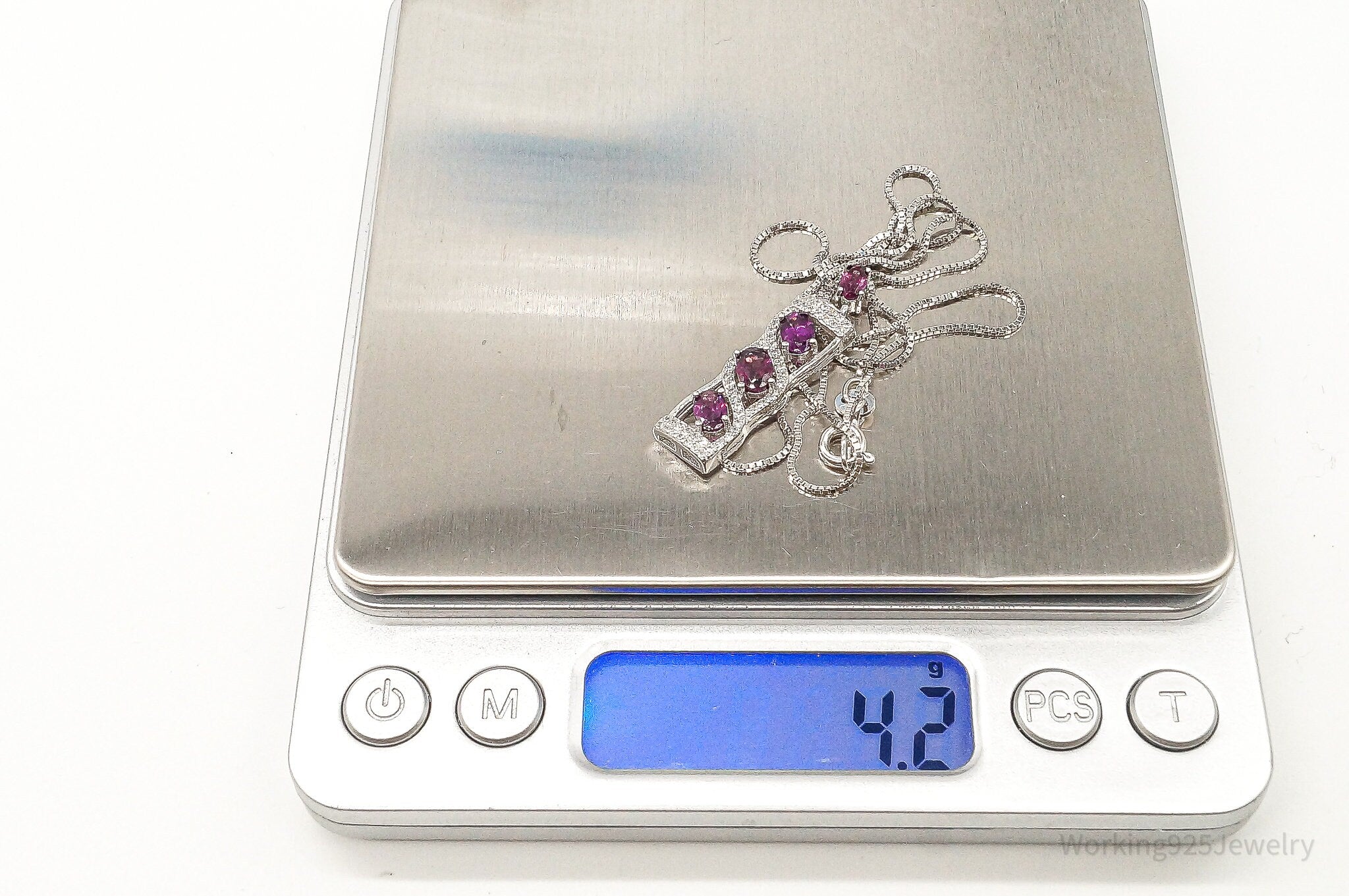 Rhodolite Garnet Cubic Zirconia Sterling Silver Necklace | Jewelry > Necklaces > Pendants | Wiccan Center