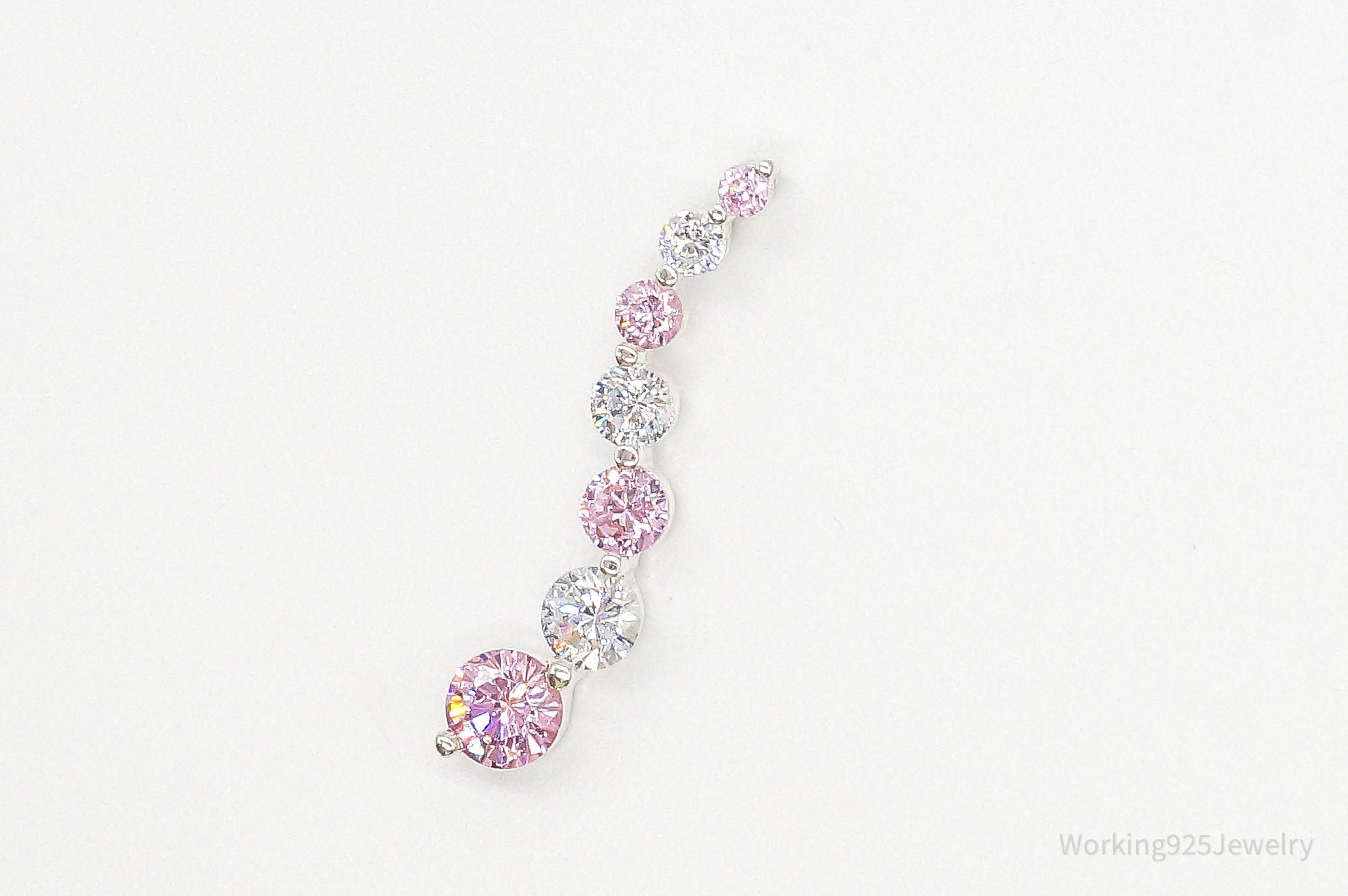 Vintage Pink & White Cubic Zirconia Sterling Silver Pendant | Jewelry > Necklaces > Pendants | Wiccan Center