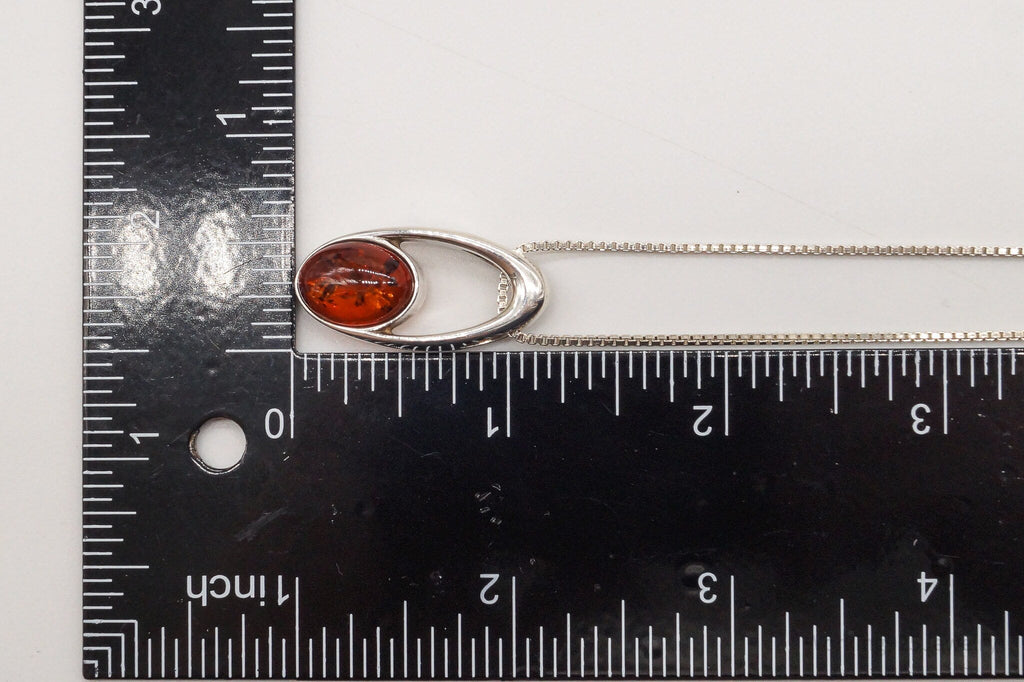Vintage Amber Modernist Sterling Silver Chain Necklace | Jewelry > Necklaces > Pendants | Wiccan Center