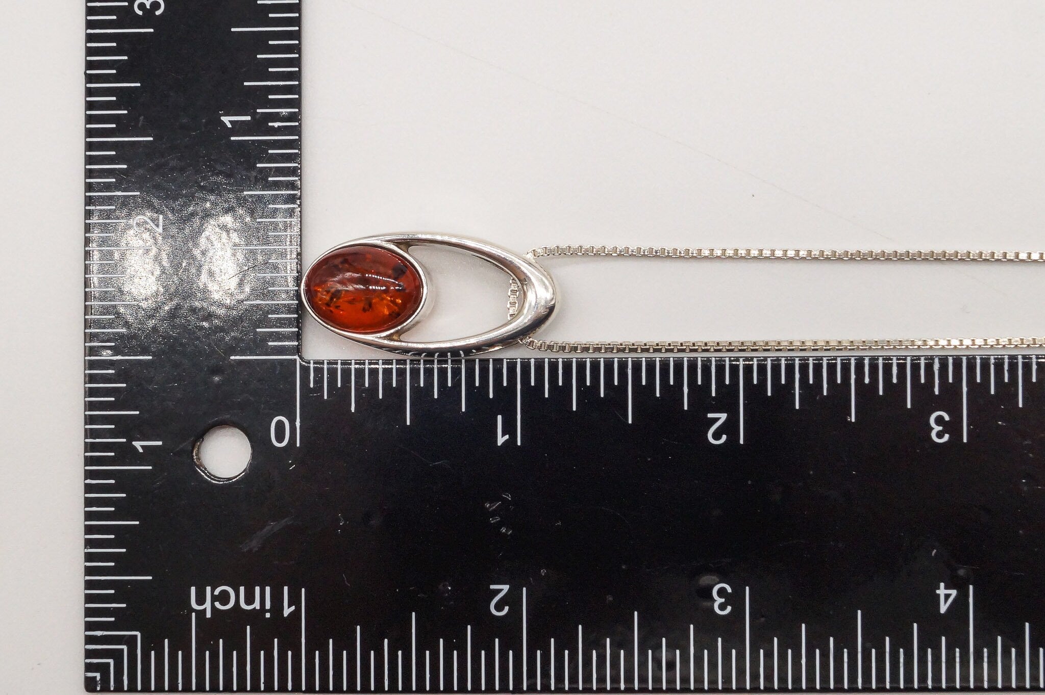 Vintage Amber Modernist Sterling Silver Chain Necklace | Jewelry > Necklaces > Pendants | Wiccan Center