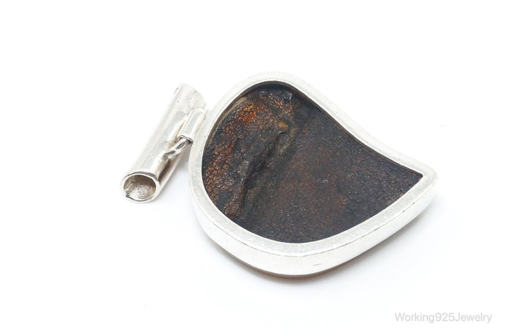 Large Vintage Amber Modernist Sterling Silver Necklace Pendant | Jewelry > Necklaces > Pendants | Wiccan Center