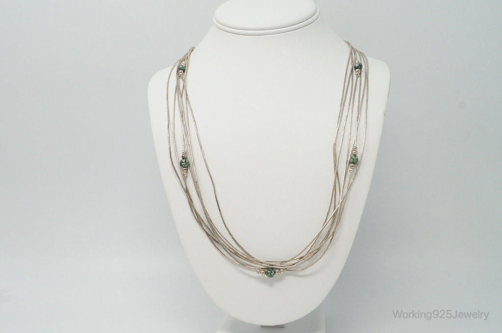 Vintage Native American Unsigned Green Spot Jasper Sterling Silver Necklace | Jewelry > Necklaces > Pendants | Wiccan Center