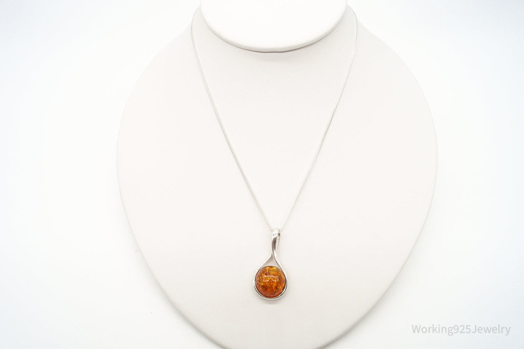 Vintage Large Amber Sterling Silver Adjustable Chain Necklace | Jewelry > Necklaces > Pendants | Wiccan Center