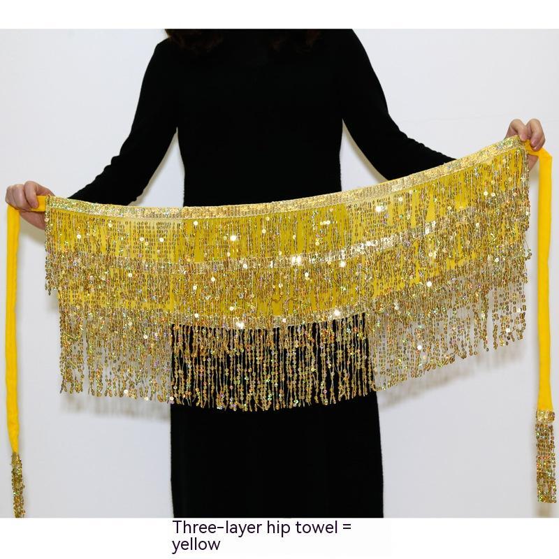 Halloween Belly Dance Costume Sequined Tassel Hip Skirt Waist Scarf | null | Wiccan Center