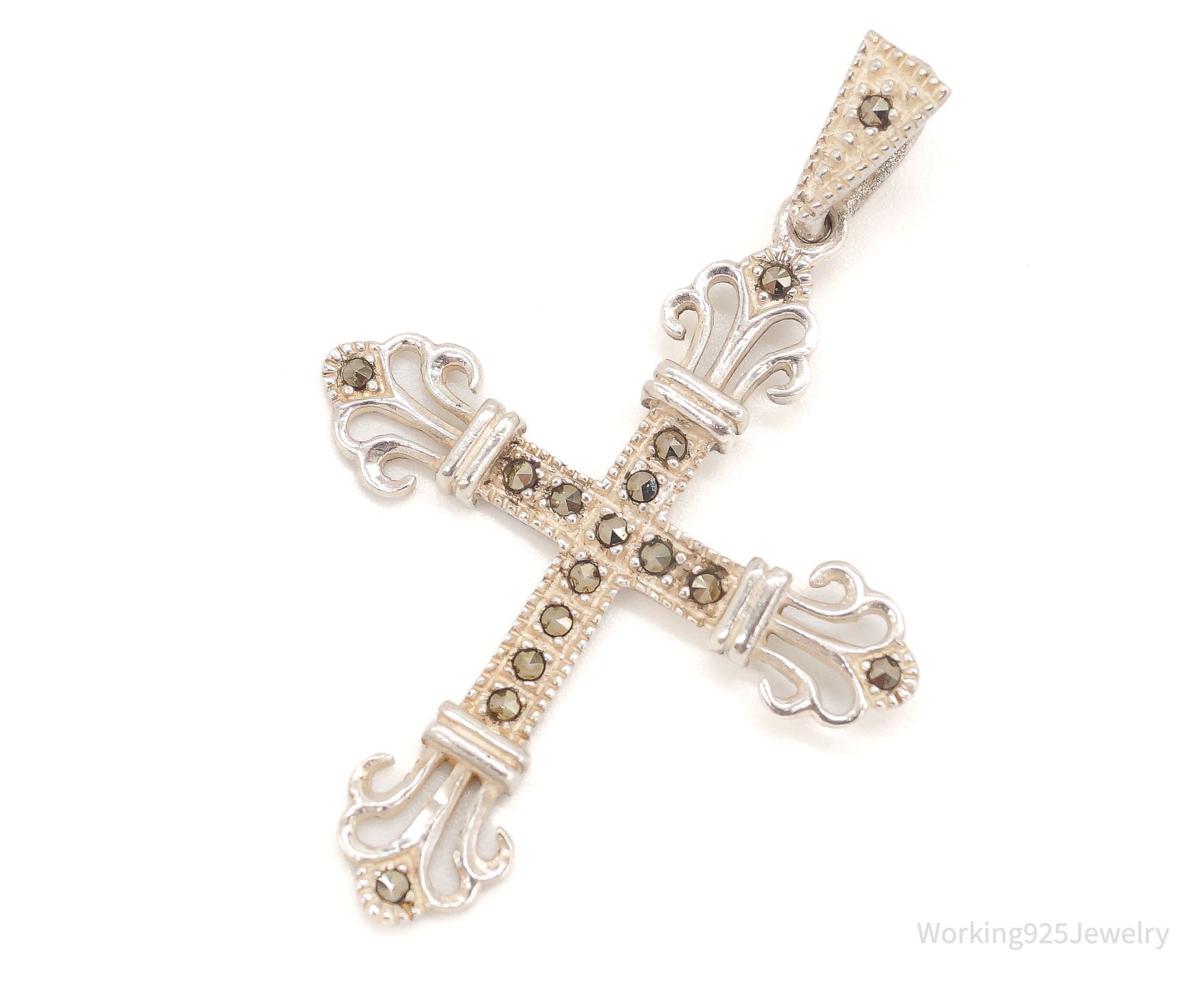 Vintage Marcasite Cross Sterling Silver Necklace Pendant | Jewelry > Necklaces > Pendants | Wiccan Center