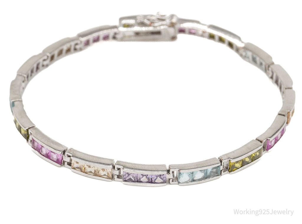 Vintage Designer FAS Multi Gemstone Sterling Silver Plated Bracelet | Jewelry > Bracelets | Wiccan Center