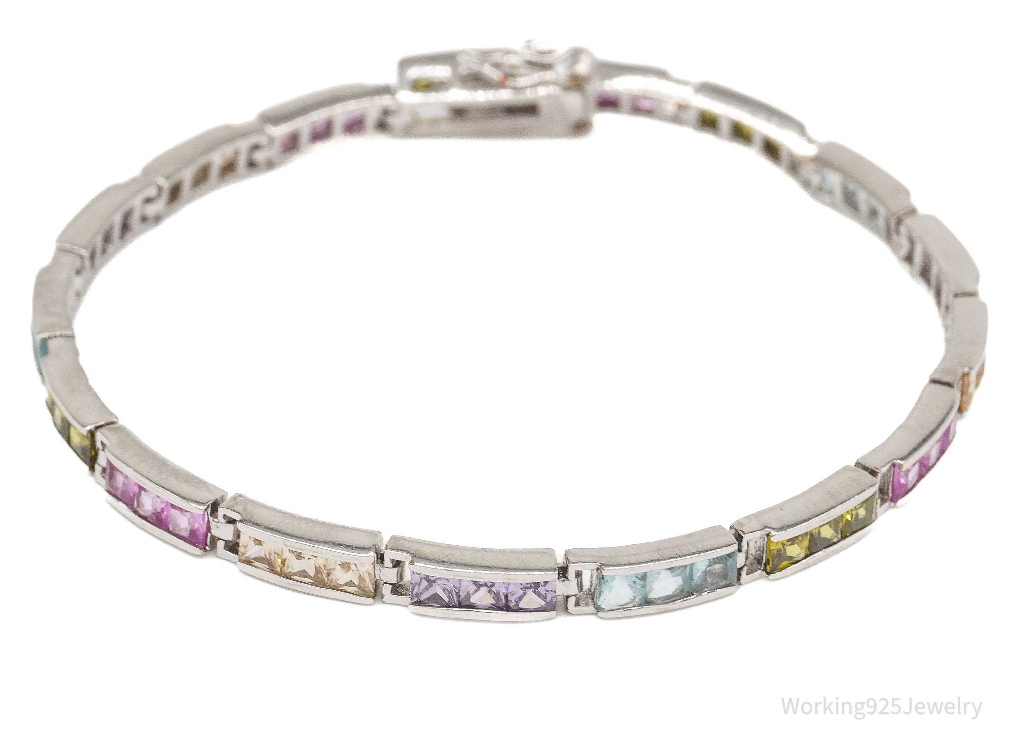 Vintage Designer FAS Multi Gemstone Sterling Silver Plated Bracelet | Jewelry > Bracelets | Wiccan Center