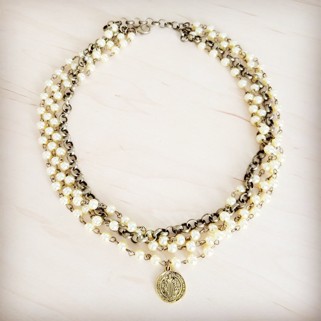 Champagne Pearl Beaded Collar Necklace w/ Pendant 263x | Necklace | Wiccan Center
