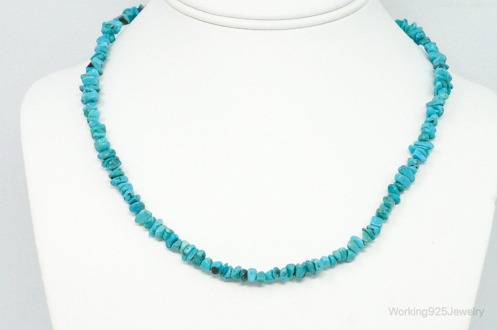 Vintage Native American Shop QT Turquoise Sterling Silver Bead Necklace | Jewelry > Necklaces > Pendants | Wiccan Center
