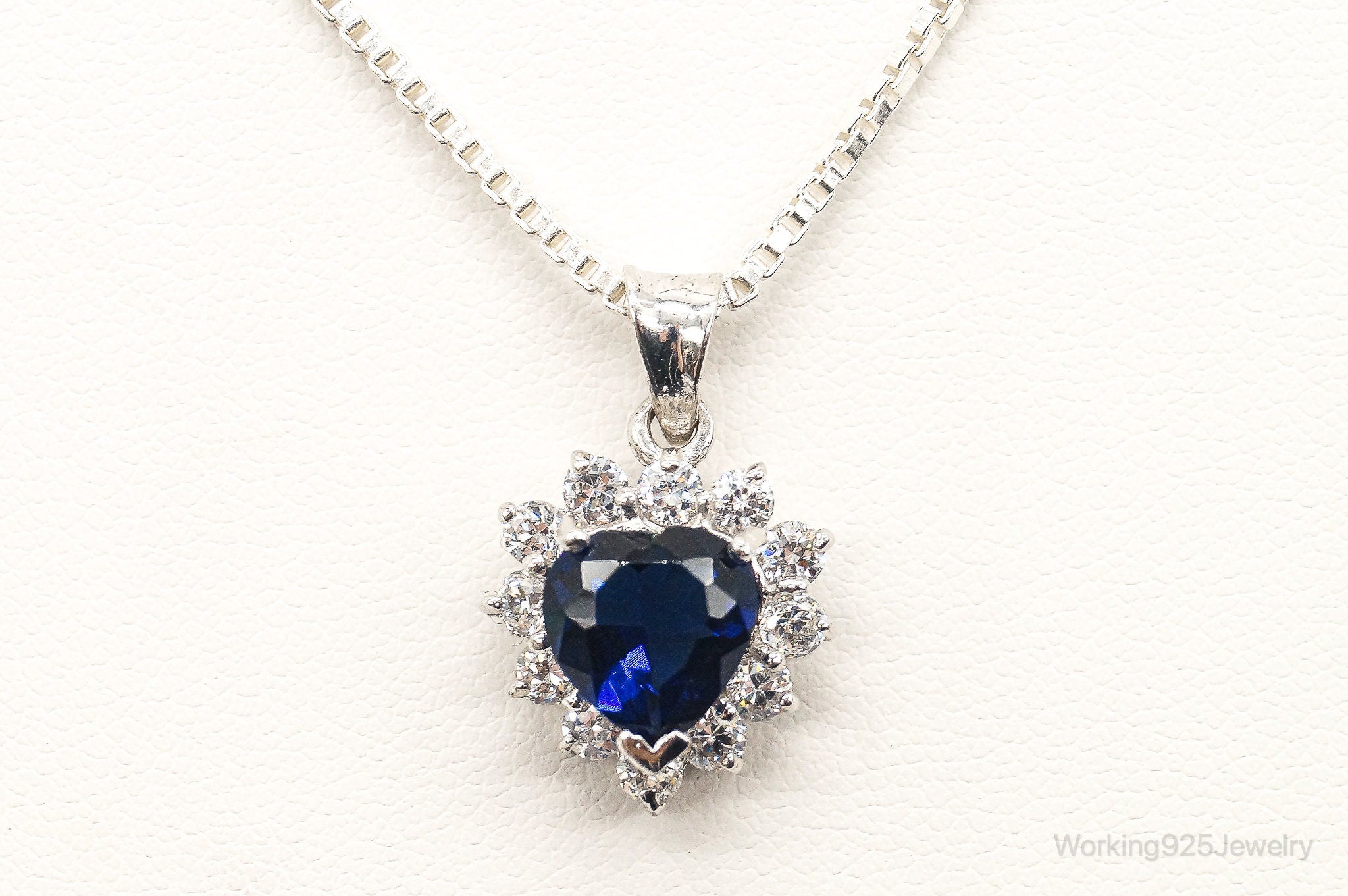 Blue Lab Sapphire Cubic Zirconia Heart Sterling Silver Necklace | Jewelry > Necklaces > Pendants | Wiccan Center