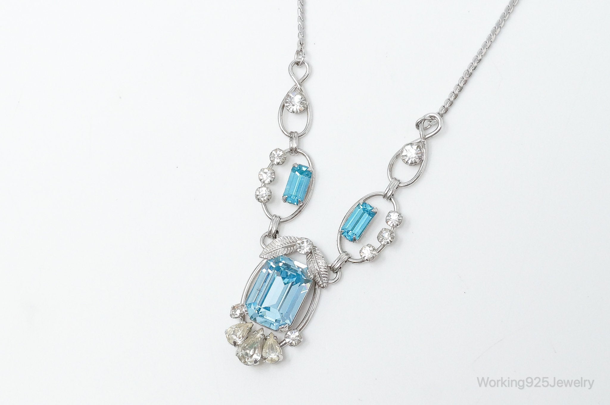 Vintage Designer Van Dell Blue Topaz Cubic Zirconia Sterling Silver Necklace | Jewelry > Necklaces > Pendants | Wiccan Center