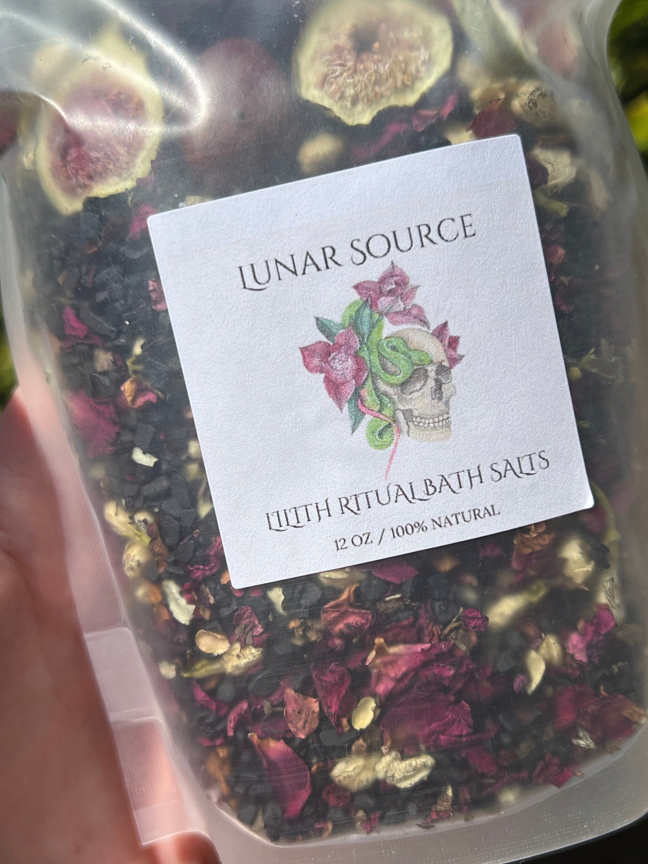 Lilith Ritual Bath Salts | Dark Moon Goddess Offering Lilit Temptress Witchy Devotional Pagan Deity Herbal Carnelian Crystal Black Salt Soak | | Wiccan Center